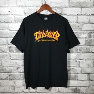Thrasher Flame Logo Black T-Shirt L/XL